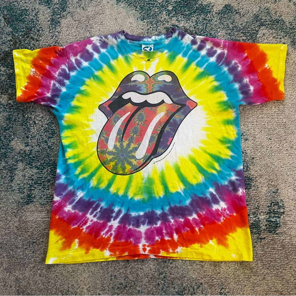 THE ROLLING STONES 1994 Vintage Liquid Blue Tie Dye T-Shirt